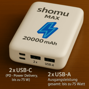 Shomu Max – Die Powerbank mit Laptop-Power